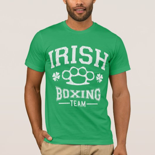 T-shirt Équipe irlandaise vintage de boxe (affligée) (Devant)