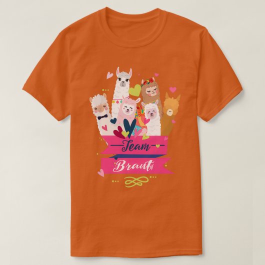 T-shirt Équipe Mariage de mariage Fiancée Alpaca Lama Cade (Design devant)
