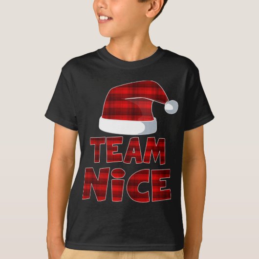 T-shirt Équipe Nice Père Noël Red Plaid Claus Noël Pyjama  (Devant)