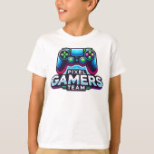 T-shirt Équipe Pixel Gamers – Enfants gamers du futur (Devant)