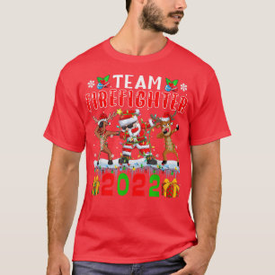 T-shirt Equipe Pompier 2022 Xmas Lumières Dabbing Reindeer