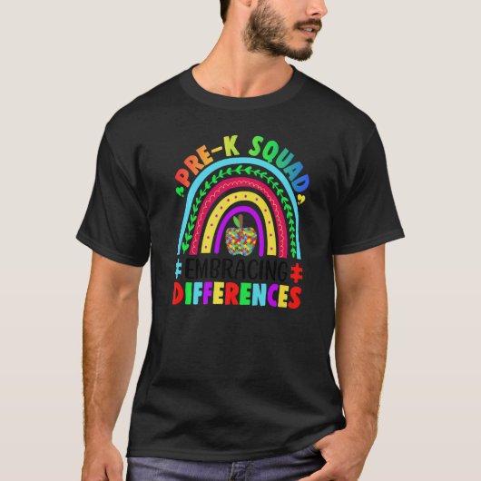 T-shirt Équipe Pre K embrassant les différences Autisme SP (Devant)