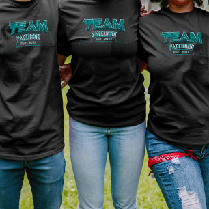T-shirt Équipe sarcelle Famille Équipage Nom personnalisé