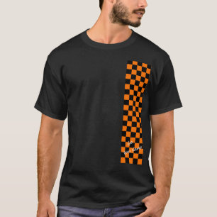 T-shirt Équipe sportive Black Orange Checkerboard Go Nom d