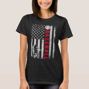 T-shirt Équipe vintage USA American Flag Pride Baseball