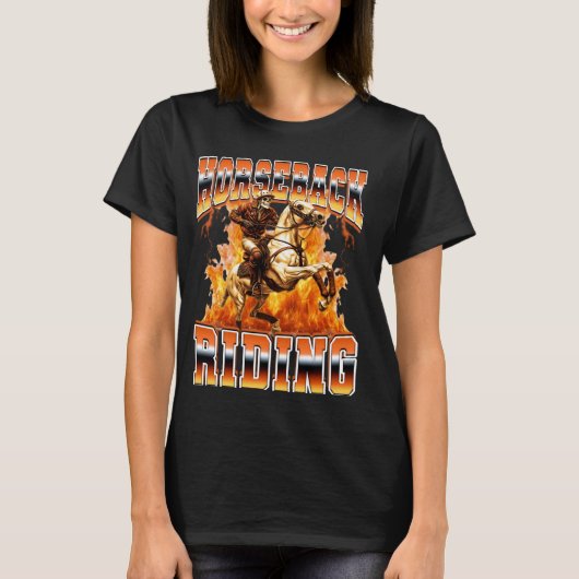T-shirt Équitation Squelette de cheval à cheval 90 Bootleg (Devant)