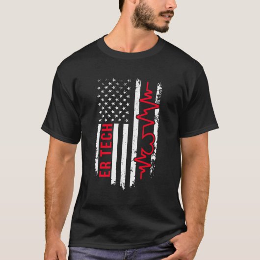 T-shirt Er Tech Us Drapeau Urgence Technicien Technicien (Devant)