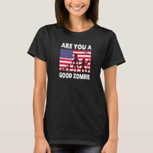 T-shirt Es-Tu Un Bon Drapeau Zombie USA Éffrayant Hallowee