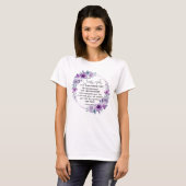 T-shirt Esaïe 41:10 Crainte non violet Écriture florale (Devant entier)