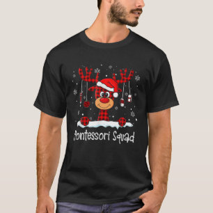 T-shirt Escadron de Montessori Plaid Reindeer Santa Hat En