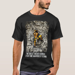 T-shirt Escalade Atteignant Le Sommet De La Montagne