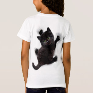 T-Shirt Escalade de chat noir sur le dos humain