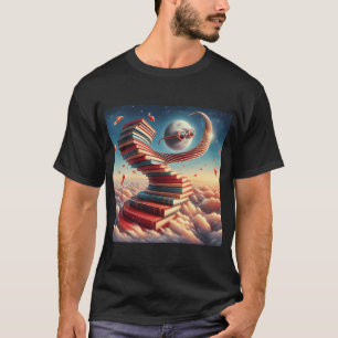 T-shirt Escalier de livre cosmique – Ciel de fantaisie sur