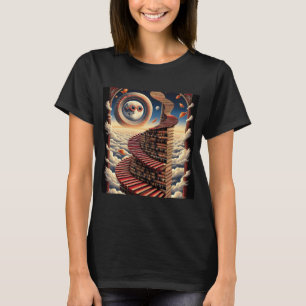 T-shirt Escalier de Livres – Conception Fantastique Surréa