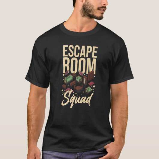 T-shirt Escape Room Game Exit Puzzle Boxes Board Horror 6 (Devant)