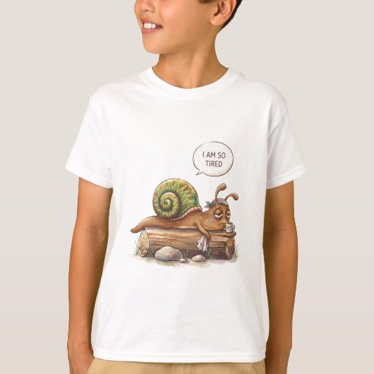 T-shirt Escargot Mignon Fatigué (Devant)