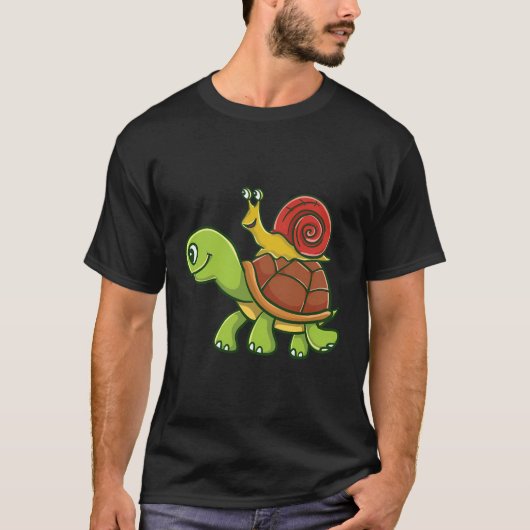 T-shirt Escargot Riding A Turtle Turtle Lover Don (Devant)