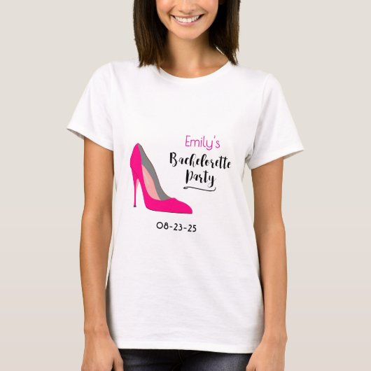 T-shirt Escarpins Stiletto Rose Chaud pour Enterrement de  (Devant)
