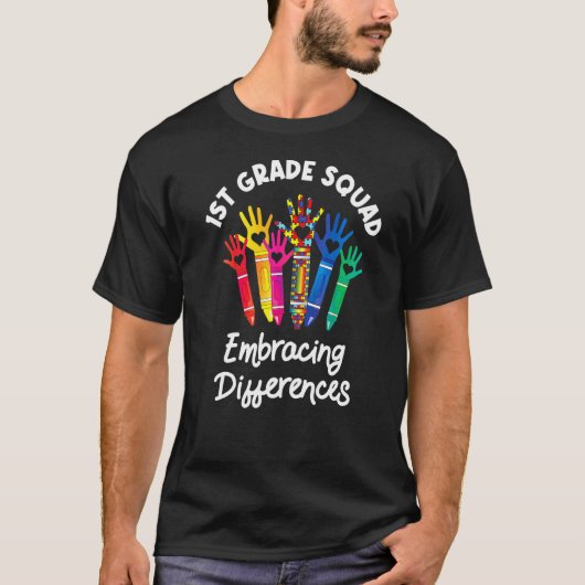 T-shirt Escouade de 1re année qui accepte les différences (Devant)