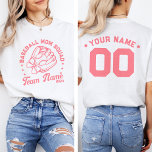 T-shirt Escouade de maman de baseball avec le nom de l'équ<br><div class="desc">Élevez votre style de jour de jeu avec notre tee 'Baseball Mom Squad', maintenant personnalisable avec le nom et le numéro de l'équipe! Parfait pour soutenir votre petite salope sur le diamant ou applaudir à chaque jeu de tee-ball ou de softball. Ce tee personnalisé est essentiel à toute armoire de...</div>