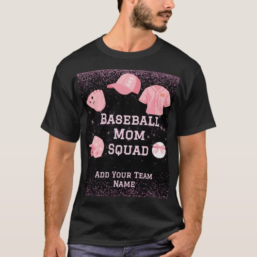 T-shirt Escouade De Mère De Baseball Personnalisée, Numéro (Devant)