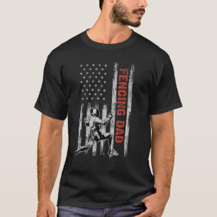 T-shirt Escrime Papa American Flag Fête des pères 4 juille