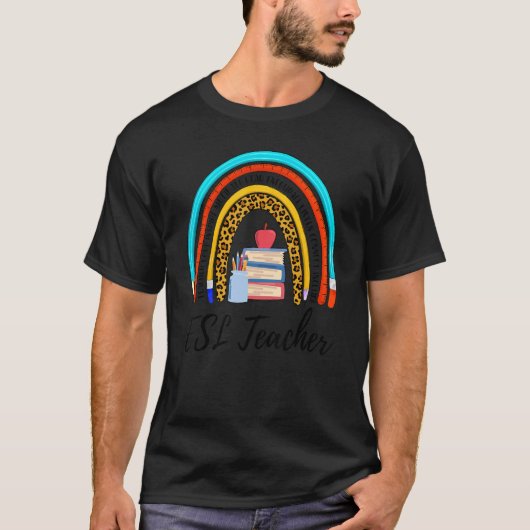 T-shirt Esl Enseignant Retour À L'École Boho Rainbow Teach (Devant)