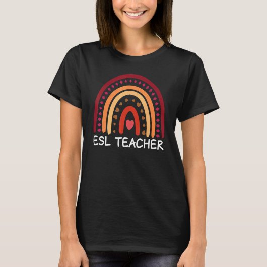 T-shirt ESL Teacher Boho Rainbow Back To School Appreciati (Devant)