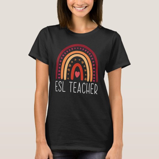 T-shirt ESL Teacher Boho Rainbow Back To School Appreciati (Devant)