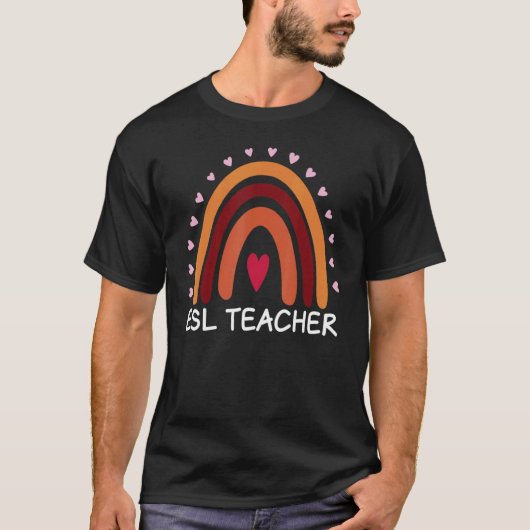T-shirt ESL Teacher Boho Rainbow Back To School Appreciati (Devant)