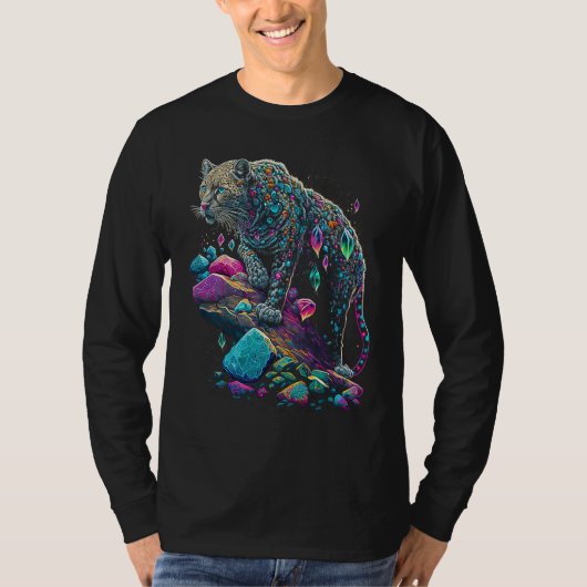 T-shirt Esoteric Leopard Crystals Cute Illustration  2 (Devant)