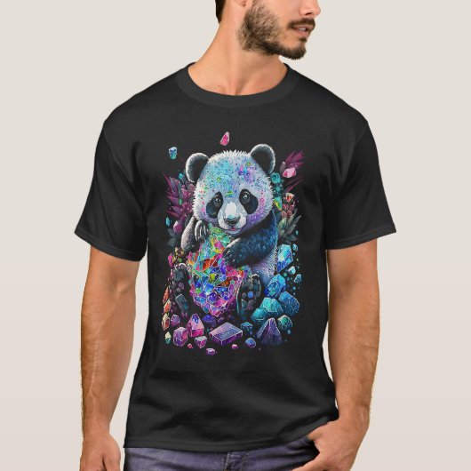 T-shirt Esoteric Panda Crystals Cute Illustration (Devant)