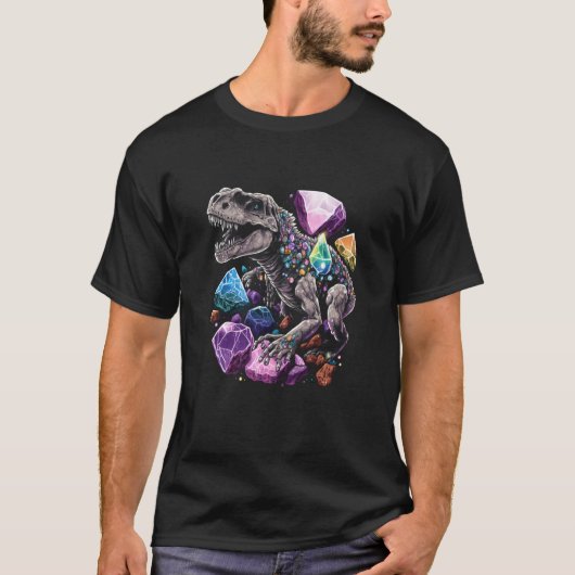 T-shirt Esoteric Rex Trex Crystals Cute Illustration 10 (Devant)