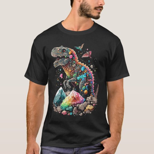 T-shirt Esoteric Rex Trex Crystals Cute Illustration  2 (Devant)