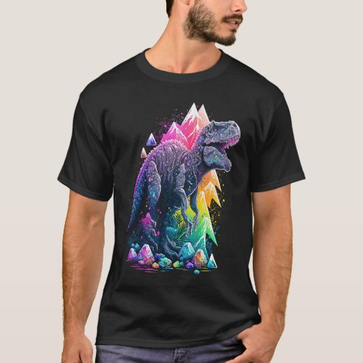 T-shirt Esoteric Rex Trex Crystals Cute Illustration 6 (Devant)