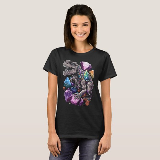 T-shirt Esoteric Rex Trex Crystals Cute Illustration  7 (Devant entier)