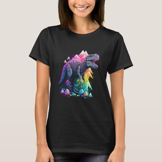 T-shirt Esoteric Rex Trex Crystals Cute Illustration 8 (Devant)