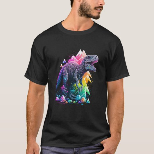 T-shirt Esoteric Rex Trex Crystals Cute Illustration 8 (Devant)