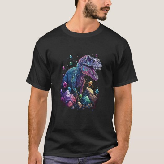 T-shirt Esoteric Rex Trex Crystals Cute Illustration 9 (Devant)