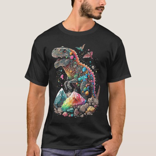 T-shirt Esoteric Rex Trex Crystals Cute Illustration Premi (Devant)
