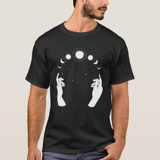 T-shirt Esoteric Spiritual Moon Phases Hand Line (Devant)