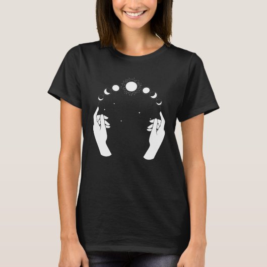 T-shirt Esoteric Spiritual Moon Phases Hand Line (Devant)