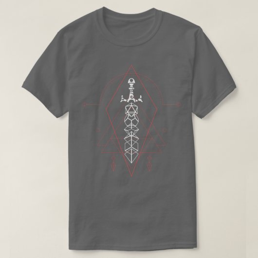 T-shirt Ésotérique Polyèdre Dice Set épée (Design devant)