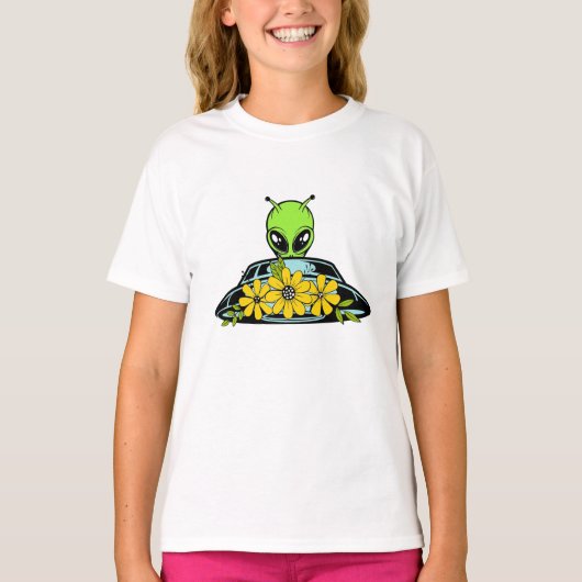 T-shirt Espace Alien Floral (Devant)
