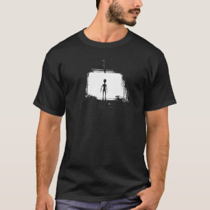 T-shirt Espace Alien Ufo Silhouette Abduction Noir Blanc G