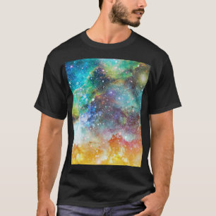 T-shirt Espace futuriste, arrière - plan nébuleux étoilé.