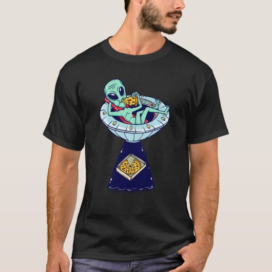 T-shirt Espace Illustration Pizza Alien Ufo Graphic (Devant)