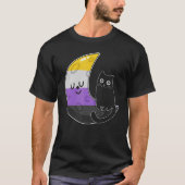 T-shirt Espace Lune Non binaire Chat Lgbt Fierté Avec Nb N (Devant)