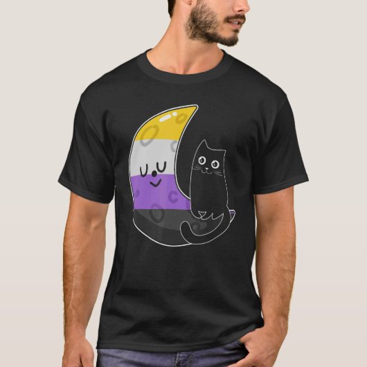 T-shirt Espace Lune Non binaire Chat Lgbt Fierté Avec Nb N (Devant)