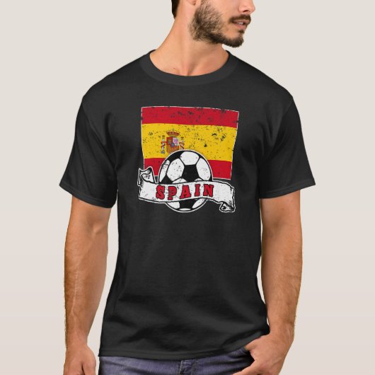 T-shirt Espagne BALLE DE FOOTBALL ET DRAPEAU DÉTRUIT (Devant)
